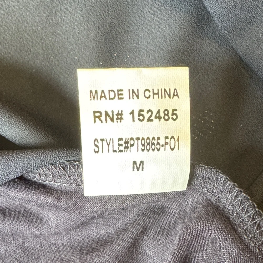 PaperMoon Mixed Material Foil Print Blouse Navy Rose Gold Polka Dot Women Medium - Picture 10 of 12